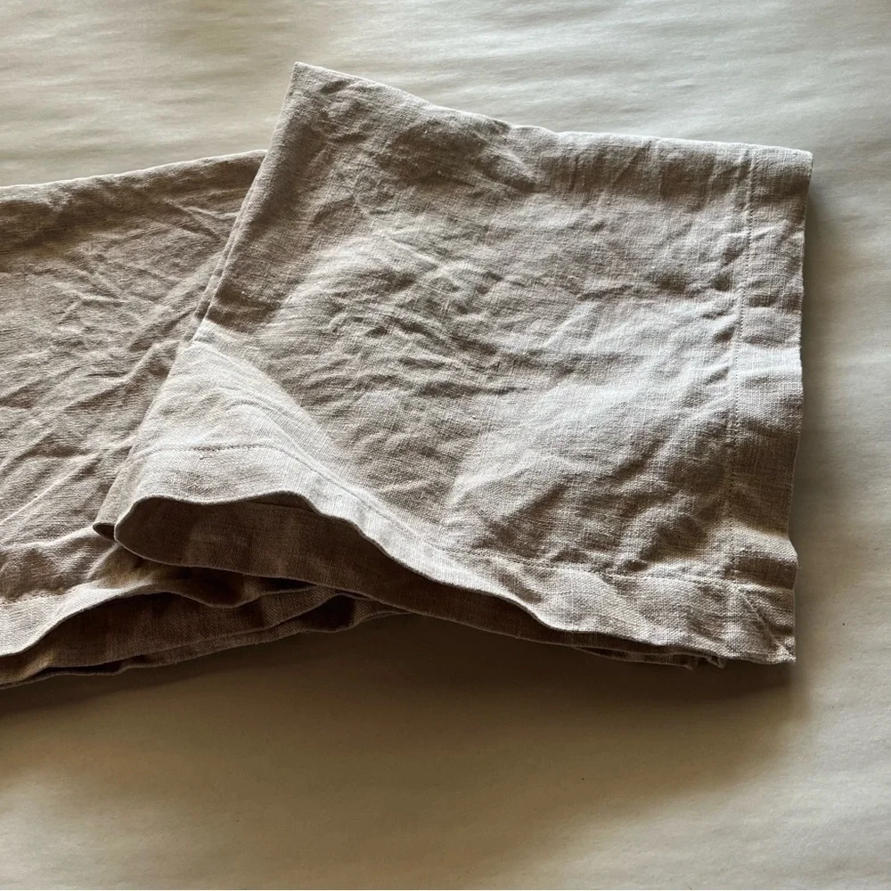 Unbranded Set of Two Oatmeal Tan Linen Napkins